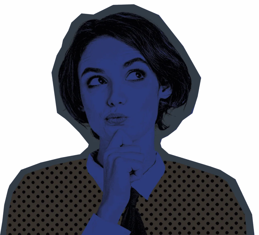 Thoughtful businesswoman with short hair and polka dot blazer, deep in thought, representing strategic planning and financial decision-making.