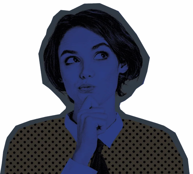 Thoughtful businesswoman with short hair and polka dot blazer, deep in thought, representing strategic planning and financial decision-making.