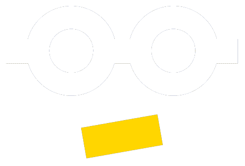 Playful cartoon face with glasses and a yellow mouth, representing a friendly and approachable CFO.