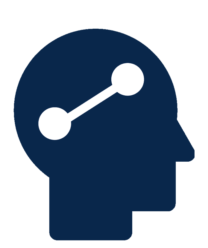 Silhouette of a human head with a connected node graph inside, symbolizing mental strength and strategic thinking.
