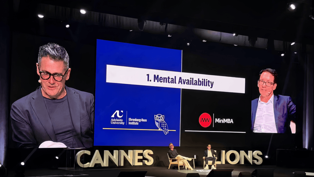 Mark Ritson and Byron Sharp at Cannes explaining why Mental Availability should be the number one priority.